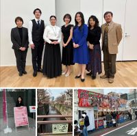 今日は東京音大で「春のオープンキャンパス」が開催され、私も声楽専攻の説明会と、無料体験レッスンを担当いたしました。声楽専攻の説明会では在学生にも参加していただき、オペラ「ドン・ジョヴァンニ」から１シーンを、また海外ドラマ「SMASH」の劇中ミュージカル「ボムシェル」から１シーンを演じていただきました。短時間ではありましたが、参加された高校１、２年生の皆さんが、東京音大の教育・練習環境や空気感に共感してくださって、引き続き受験講習会にも足を運んでいただければうれしいです。集合写真左から伴奏の湯浅加奈子先生、オペラ組の学部２年鳥羽寿光さん、修士１年澤邊ひかりさん、ミュージカル組の学部３年黒川桃花さん、学部１年本田真彩さん、私、星洋二先生。中目黒駅からキャンパスに向かう途中の目黒川は桜の名所でもう売店が出ていましたが、桜はまだ一分咲きと言ったところでした。